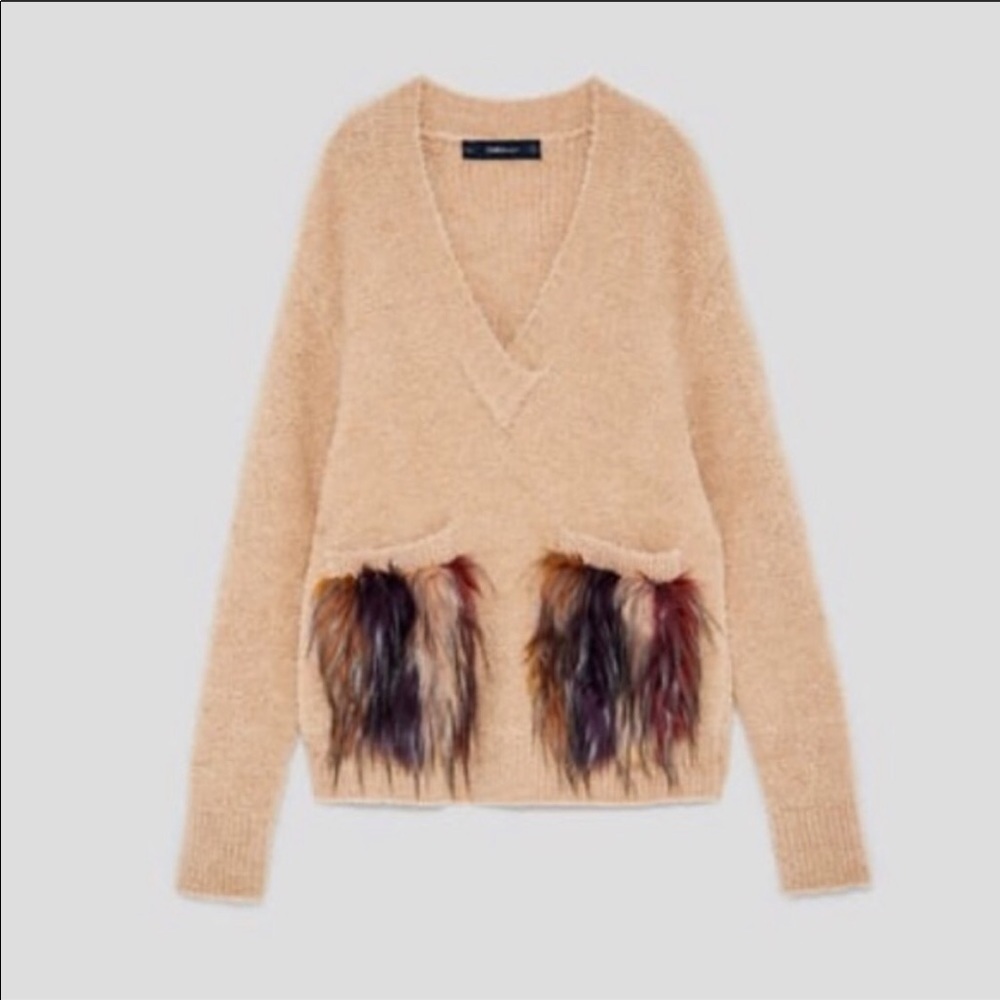 Zara Furry Pocket Sweater - Picture 2 of 7
